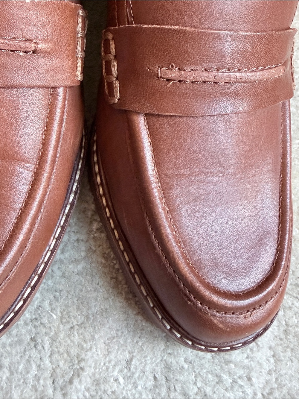 Madewell Tan Leather Lug-Soled Penny Loafers Size 7 - Picture 6 of 9
